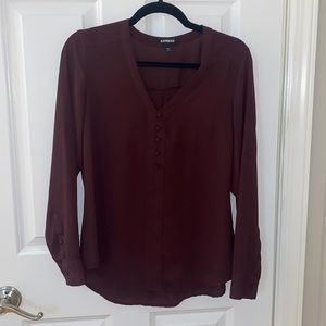 Express long sleeve maroon blouse